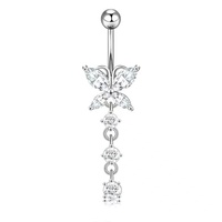 Piercings de nombril en acier inoxydable de haute qualité, motif papillon et cœur, résistants au ternissement, bijoux de piercing sexy, vente en gros
