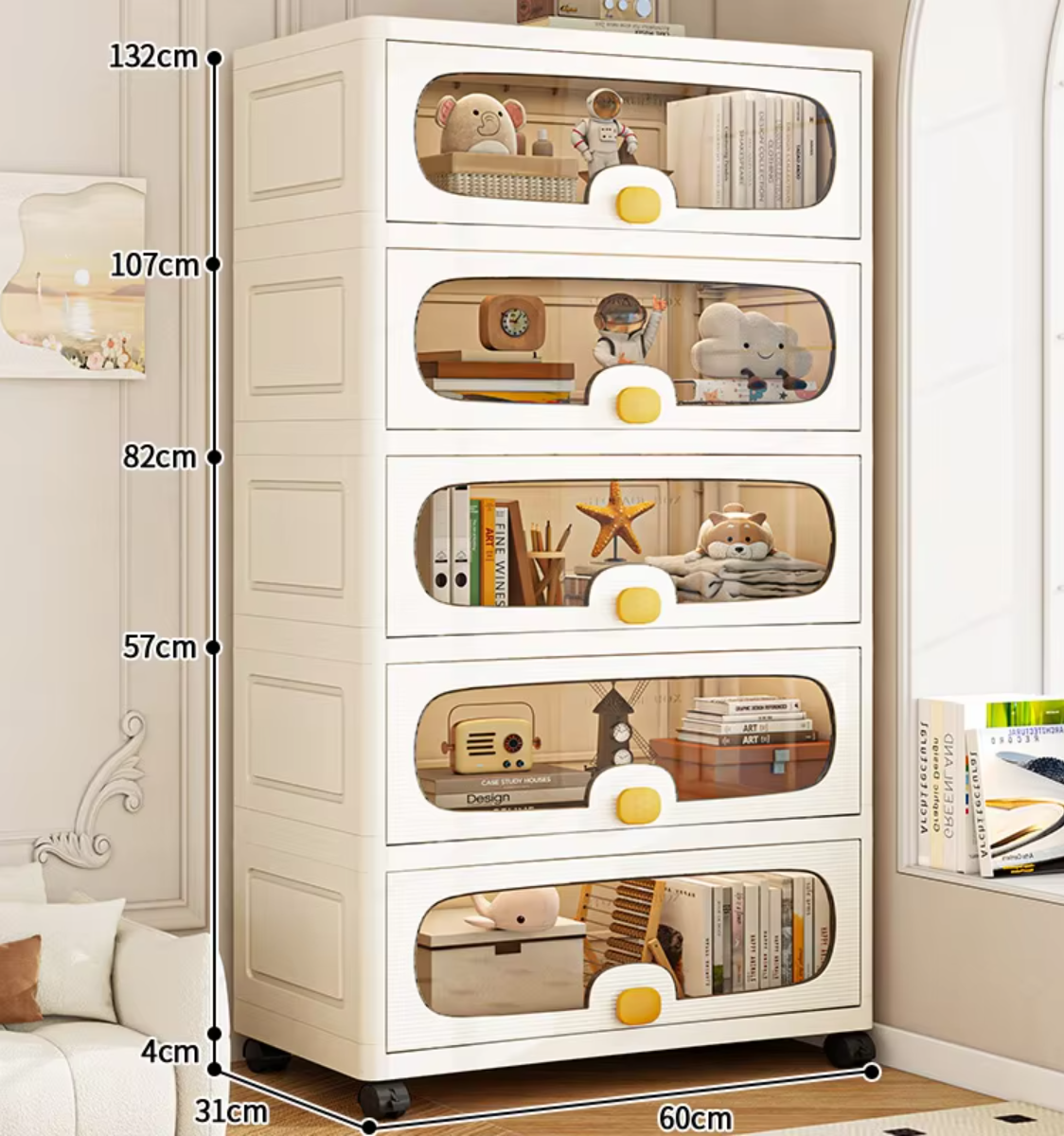 60cm new flip storage cabinet [cream yellow]