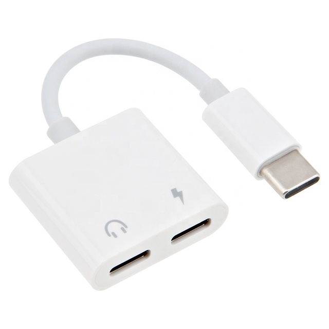 1 to 2 Type C Adapter Aux Earphone Adapter Usb c to 3.5mm Headphone Jack PD Charger Adapter for iPad Huawei HTC