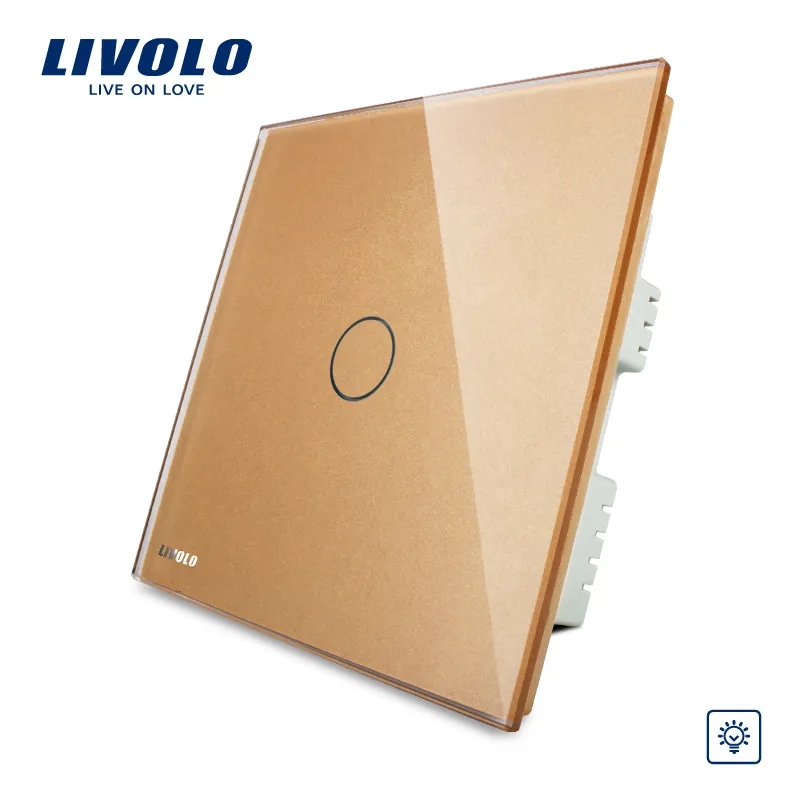 Livolo مسة شاشة الكريستال والزجاج الذهبي الرقمي باهتة الجدار مسة خفيفة التبديل 240 فولت VL-C301D-63