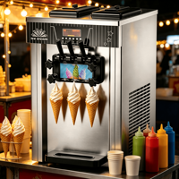 Nouvelle machine commerciale à crème glacée molle à 3 saveurs, haute productivité, automatique, de comptoir, pour gelato, desserts glacés, lait et eau