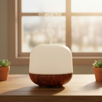 Diffuseur de parfum à grain de bois 250 ml, humidificateur d'air électrique ultrasonique, diffuseur d'huiles essentielles avec lumières LED pour la maison et le bureau