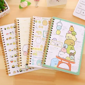 Cuaderno de espiral con cubierta dura, planificador de bobina japonesa con forro de dibujos animados kawaii, gran oferta