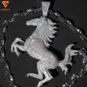 Nieuwste Ontwerp Custom Mode Sieraden 925 Sterling Zilver Groot Wit Paard Ijskoud Hiphop Vs Moissanite Hanger Voor Mannen