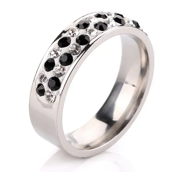 Cheaper supply fashion jewelry 316l stainless steel wedding ring white clay diamond engagement ring