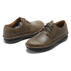 Sapatos masculinos de couro genuíno, sapatos confortáveis de couro para homens, botas baixas, tênis oxford