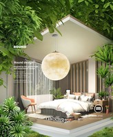 Lampe suspendue en forme de lune, lumière planétaire, boule moderne, salle à manger, chambre à coucher, lumière LED chaude, cour extérieure, allée, gazebo, acrylique PE 800x800