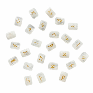 Juego de Piedras Rúnicas Vikingas de Cristal Blanco Transparente, Piedra Energética Grabada para Adivinación - Product Image 5