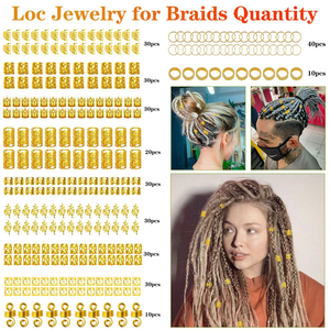 Juego de joyas Gold Loc de 290 piezas <span class=keywords><strong>para</strong></span> el cabello, anillos de pelo de Metal y conectores de <span class=keywords><strong>trenzas</strong></span> <span class=keywords><strong>para</strong></span> rastas, accesorios trenzados - Product Image 4