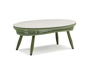 Ensemble de meubles d'extérieur confortables en aluminium vert moderne, canapé, chaises, table basse, salle à manger, utilisation en hôtel, patio, jardin, terrasse - Product Image 2