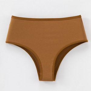 Braguitas de cintura alta para mujer, mezcla de algodón, sin costuras, de punto, color liso, sin tanga, ropa interior diaria. - Product Image 5