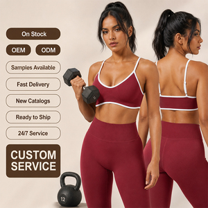 Sujetador Deportivo para Mujer, Alta Elasticidad, Sin Costuras, Efecto Push-Up, con Ribete en Contraste, para Yoga, Pilates y Entrenamiento en Gimnasio - Product Image 2