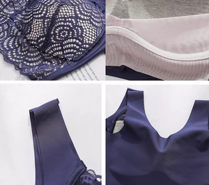 Conjunto de sujetador sin aros, lencería sexy de encaje para mujer, cobertura completa, talla grande, conjunto de lencería de 2 piezas - Product Image 6