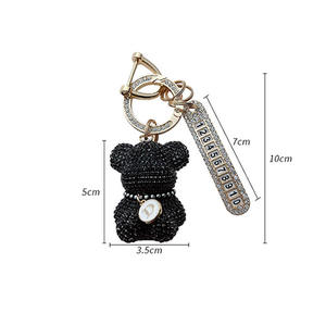 Porte-clés en métal en forme de petit lapin entièrement orné de diamants, pendentif féminin, cadeau - Product Image 6