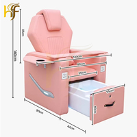 Équipement de salon de manucure, fauteuil de soin des pieds en cuir noir inclinable, fauteuil de pédicure moderne électrique réglable avec massage