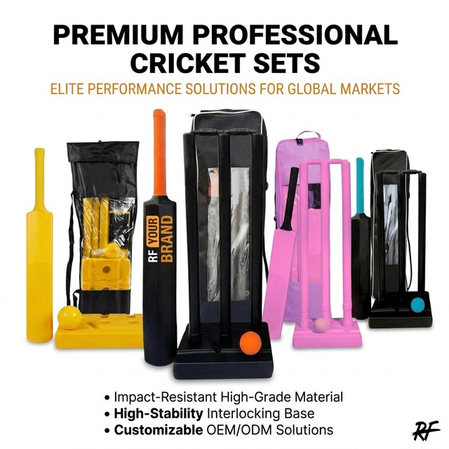 Junior Cricket Set for 12+ Years Old Lightweight Durable Plastic Sports Kit Buckle Closure Eco-Friendly Outdoor Equipment