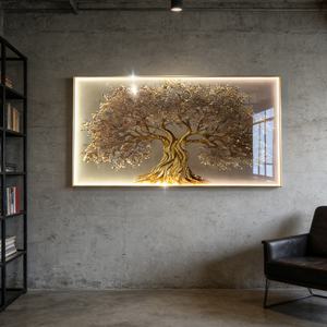 Venta al por Mayor de Arte Mural Personalizado, Nuevo Cuadro de Porcelana con Paisaje de Árboles Indios, Decoración de Pared 3D para Sala de Estar con Luces LED - Product Image 1