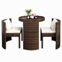 Design moderne trois pièces balcon petite table ensemble de chaises patio extérieur loisirs stockage rotin chaise métal bois matériel meubles