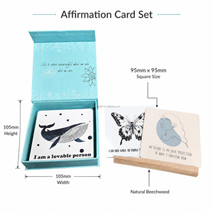 Tarjetas de Afirmaciones Personalizadas con Caja de Regalo Magnética, Soporte de Madera Natural, 50 Citas Diarias de Mindfulness, Regalo de Bienestar, OEM - Product Image 2