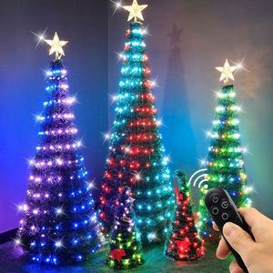 Árbol de Navidad Mágico Creativo de 4 pies/5 pies/6 pies con Control por Aplicación Bluetooth e Inducción Infrarroja, Árbol de Navidad Plegable - Product Image 1