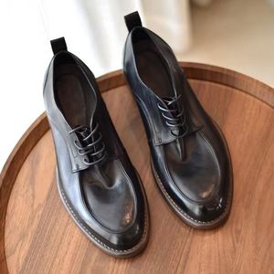 Zapatos Formales de Negocios para Hombre, Estilo Moderno Europeo, Punta Cuadrada, con Cordones, Transpirables, Ligeros, de Cuero Genuino, Tallas Grandes - Product Image 2