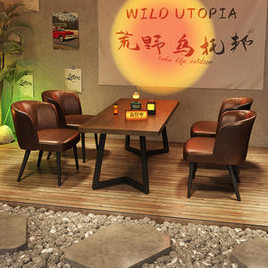 Mesa de silla de <span class=keywords><strong>Bar</strong></span> de limpieza de estilo Industrial para cafetería, cafetería, <span class=keywords><strong>música</strong></span>, comedor, barbacoa al aire libre, estilo de Camping de madera para Pub - Product Image 5