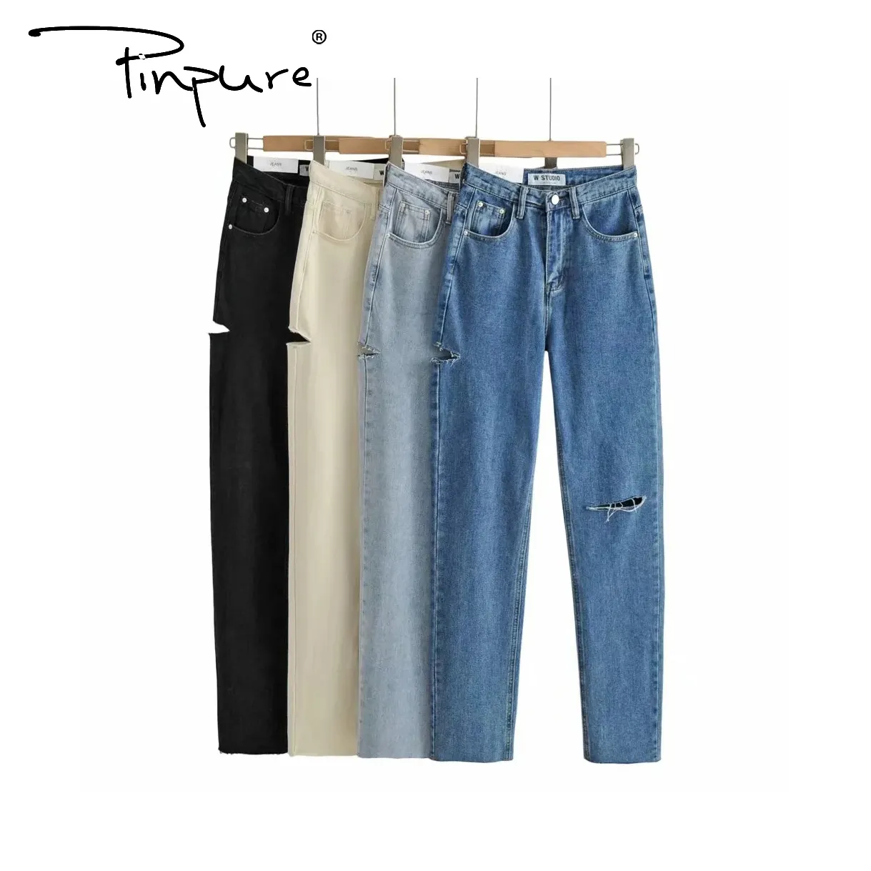 Calça jeans feminina cintura alta, jeans reto e <span class=keywords><strong>traseiro</strong></span> para mulheres, corte frontal e <span class=keywords><strong>traseiro</strong></span>, r50597s 2021