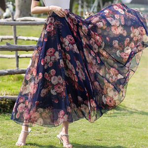กระโปรงผ้าชี<span class=keywords><strong>ฟ</strong></span>องลายดอกไม้สำหรับผู้หญิงใหม่ฤดูร้อนลำลองระบายอากาศสไตล์วันหยุดชายหาดสำหรับฤดูใบไม้ผลิและฤดูร้อน - Product Image 2