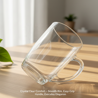 Tasses à thé en verre de style nordique personnalisées en gros avec poignée, capacité de 361 ml, compatibles lave-vaisselle et transparentes, pour la maison, les mariages et les fêtes