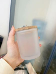 Bocaux à bougies modernes en verre de luxe mini 9oz, personnalisés, givrés, noir mat, transparents, écologiques, avec couvercles en bambou - Product Image 4