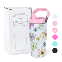 Gobelet à sublimation 20 oz avec poignée et couvercle à paille rabattable, bouteille d'eau de sport pour enfants 20 oz, gobelets 20 oz