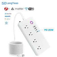 Multiprise intelligente LangYeao PD20W US WiFi ZIGBEE Matter, 4 prises CA à contrôle indépendant, 2 ports USB, 2 ports Type-C, compatible avec Home Assistant Alexa