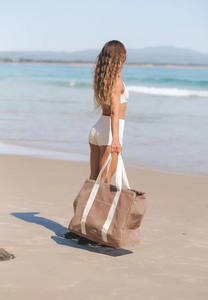 2024ヴィンテージオーバーサイズスポーツサマートラベルメッシュビーチトートバッグ耐久性のある特大ロゴ刺繍ジッパープルバッグ女性用 - Product Image 5