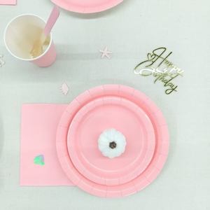 DAMAI - Juego de Vajilla Desechable de Papel de Color Sólido, Platos, Vasos y Servilletas de Color Rosa Claro para Fiestas de Cumpleaños, 40-60 Piezas, Estilo Moderno y Redondo - Product Image 3