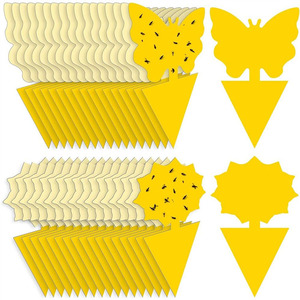 Piège à mouches collant jetable en plastique multi-formes jaune pour fruits/plantes, attrape-insectes, lutte antiparasitaire - Product Image 1