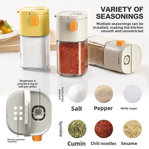 Distributeur de sel quantitatif à pression, boîte à épices en verre, pot à épices hermétique anti-humidité, sucrier intégré pour la cuisine - Product Image 2