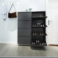 Armoire de rangement de chaussures mince murale et sans assemblage pour armoire à chaussures en métal mince Flip-Top
