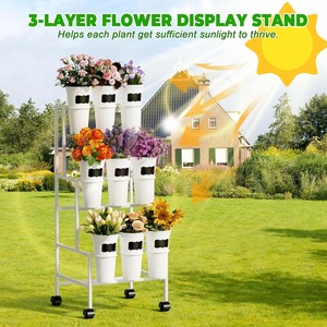 Chariot de présentation de fleurs sur roulettes, support de présentation de fleurs pour jardin, balcon, décoration de mariage, fleuriste - Product Image 6