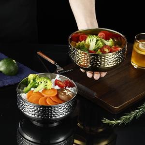 304 Stainless Steel Diamond Pattern Bowl For Rice Ramen Bibimbap Cold Noodle Gold Kimchi Salad Home Use - Product Image 1