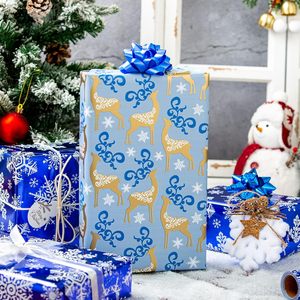 <b>Blue</b> Christmas Wrapping <b>Paper</b> <b>Roll</b> Snowflake Design 46.8 Square Feet Recyclable Gift Craft Use - Product Image 5