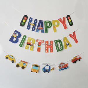 แบนเนอร์สุขสันต์วันเกิดรูปการ์ตูนรถไฟกระดาษตกแต่งงานวันเกิดสำหรับเด็ก - Product Image 2