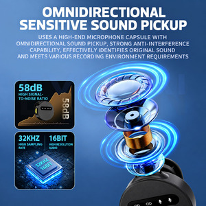 Micrófono inalámbrico Lavalier Micrófono de radio botón Lavalier Mini micrófono magnético con compartimento de carga para entrev - Product Image 4