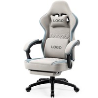 Chaise de jeu en tissu grande taille avec repose-pieds, chaise de bureau ergonomique, coussin épais, siège large, chaise d'ordinateur confortable