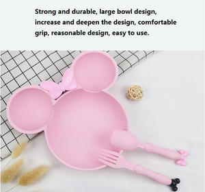 Grand ensemble de 3 assiettes pour bébé en forme de <span class=keywords><strong>Minnie</strong></span> Mouse, en bambou, avec fourchette et cuillère - Product Image 5