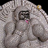 Pendentif Médaille Homme en Cuivre et Bambou, Style Hip-Hop Européen-Américain, Motif Gorille Champion de Boxe, Micro-incrusté, Design à Bords Colorés