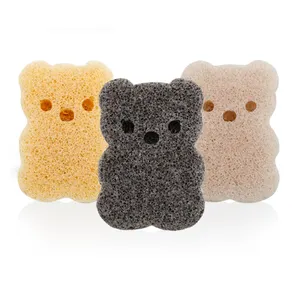 Éponge <span class=keywords><strong>Konjac</strong></span> au Charbon 100% Naturel en Forme d'Ours Mignon pour Enfants, Éponge Faciale Bébé <span class=keywords><strong>Konjac</strong></span> pour Nourrissons et Tout-Petits pour la Douche - Product Image 1