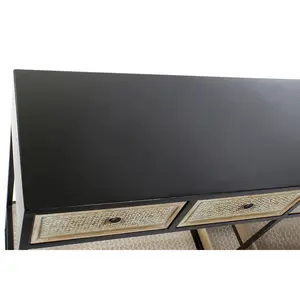 BLACK METAL and WOOD <b>CONSOLE</b> <b>TABLE</b> 120X38X80 - Product Image 4