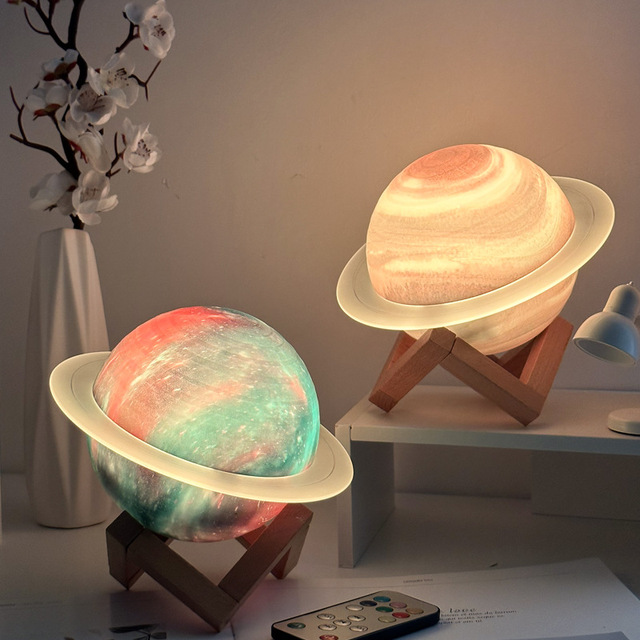 Creative Saturn Ring for Planet Light Desktop LED Table Lamp with Remote and Speaker Gift for Décor