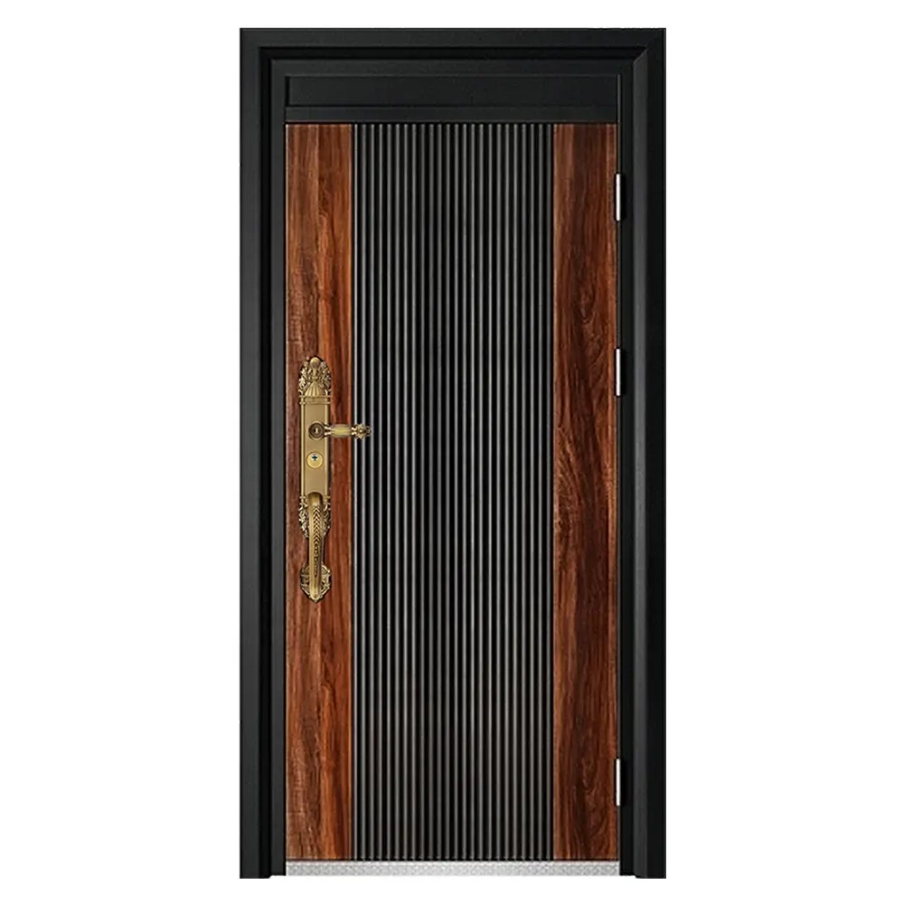 Porta esterna in acciaio di alta qualità a buon mercato porta d'ingresso di sicurezza nera porta principale in acciaio di sicurezza in stile personalizzato