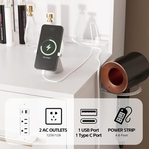 Tocador con Espejo y Luces LED, Mesa de Maquillaje con 6 Estantes de Almacenamiento, Tocador <span class=keywords><strong>para</strong></span> Dormitorio o Vestidor - Product Image 4